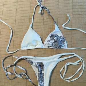 29 - SUMMER SALE! SHEIN White and Black Chinese Dragon Bikini Set - Size Small